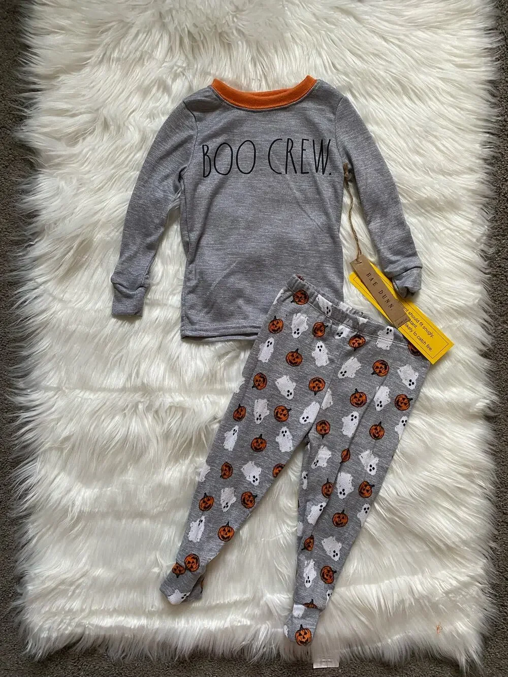 Rae Dunn Halloween “BOO CREW” Gender Neutral Soft Pajama Set- NWT Sz 3t